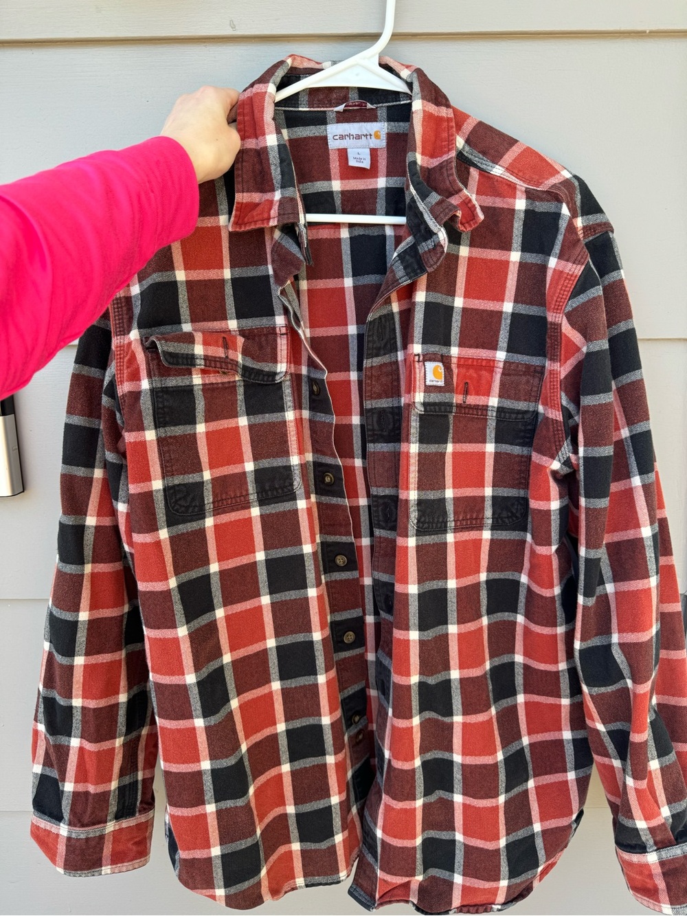 Carhartt Red and Black Plaid Flannel Shirt